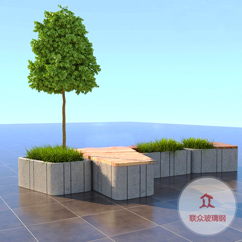 定制戶外玻璃鋼樹池坐凳創(chuàng)意景觀園林花壇座椅商場(chǎng)休息等候休閑椅